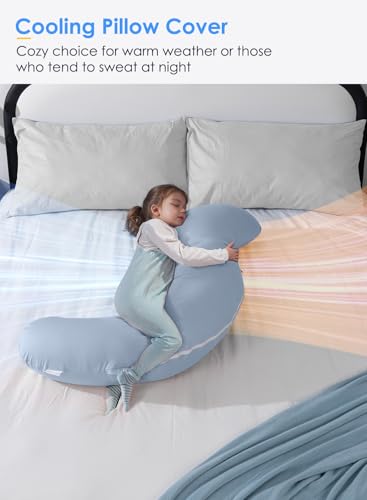 QUEEN ROSE Body Pillow for Side Sleepers, Cooling S Shaped Hug Pillow, Blue - color: Blue