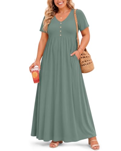 Women's Plus Size Maternity Dress - color: Gray Green, size: XX-Large