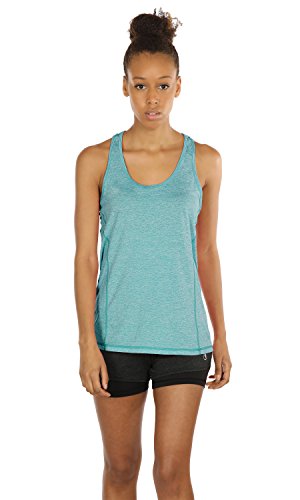 icyzone 3 Pack Women's Racerback Workout Tank Tops - color: Black/Granite/Green, size: Medium