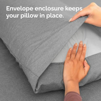 King Standard Pillow Cases Set of 2 - Pillowcase Covers - Heathered Grey - color: 40 - Heathered Grey, size: King Standard