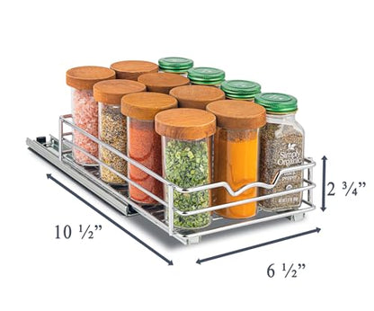 Pull Out Spice Rack for Cabinet, Spice Organizer 6-1/2"W x10-1/2"D x2-3/4”H - size: 6.5 Inch - Single