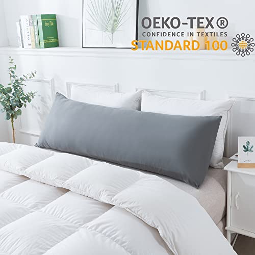 ELNIDO QUEEN Body Pillow with Pillowcase - Soft Long Bed Pillow for Adults - Breathable Full Body Pillow Insert for Sleeping, 20x54inches, Grey - color: Grey