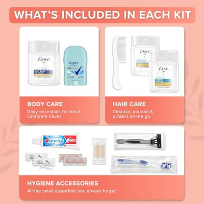 100 Pack Womens Bulk Hygiene Kits – 12-Piece Premium Brand-Name Toiletries - size: 100 Pack