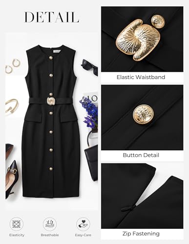 GRACE KARIN Women's Work Business Casual Dresses Office Fall Outfit - color: Black, size: X-Large