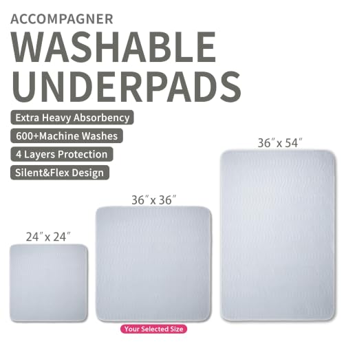 Accompagner Incontinence Bed Pads Washable Waterproof Underpads 36"x36" 6pc - color: Pearl Gray, size: 36"x36" (6 Pack)