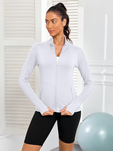 VUTRU Women's Workout Yoga Jacket Full Zip Running Athletic Track Jacket - color: A-white, size: X-Small