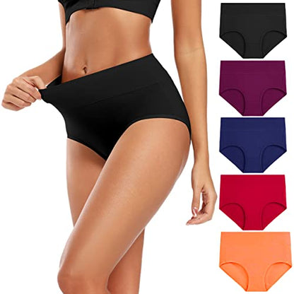 Molasus Women's Cotton Underwear High Waisted Full Coverage Ladies Panties (Regular & Plus Size) - color: Multicolor-5pack-a3, size: XX-Large