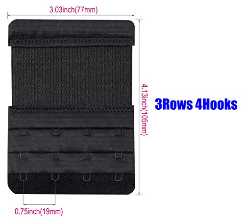 Tamlien 4 Hook Bra Extenders,Stretchy Soft Comfortable Bra Strap Extender - color: Skin Color/Black- 6 Pcs Pack