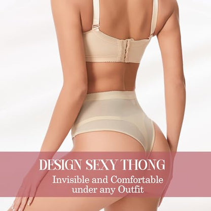 Tummy Control Thong Shapewear Underwear for Women Seamless Body Shaper Girdle Compression Panties - color: A1# Beige, size: Medium
