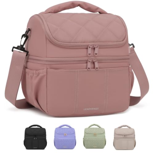 Breastmilk Cooler Bag, 12L Double Deck with Detachable Divider - color: Pink-Line