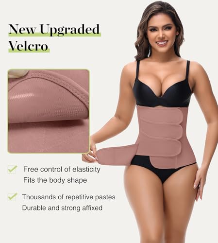 SHAPSHE Postpartum Belly Band Adjustable Wrap for Abdomen Compression - color: Rosybrown 4 Velcro, size: Small