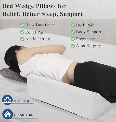 Bed Wedge Pillow for Side Sleeping Foam Filled Body Positioning - color: White