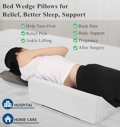Bed Wedge Pillow for Side Sleeping Foam Filled Body Positioning - color: White