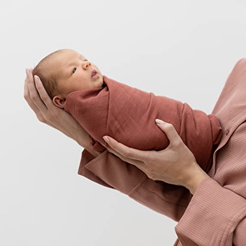 Organic Muslin Swaddle Blanket - Baby Receiving Blankets Neutral - Organic Muslin Solid Color Swaddle Blankets, Earth Tone Collection, XLarge Soft and Breathable, 2 Pack, 47" x 47" - color: Autumn, Spice