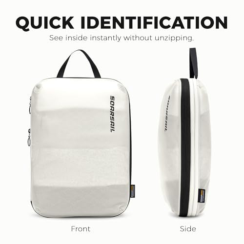 4 Pack Ultralight Compression Packing Cubes for Travel, White - color: White
