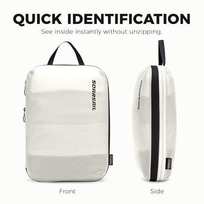 4 Pack Ultralight Compression Packing Cubes for Travel, White - color: White