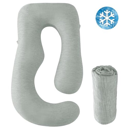 Sasttie Cooling Pregnancy Pillow Cover for 57-inch Maternity, Light Grey - color: Light Grey