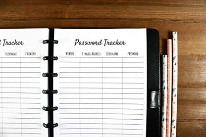 Password Tracker for Half Letter Size Discbound Planners, Fits with Circa Junior, Arc by Staples, TUL Junior, HALF Letter Size (5.5'' x 8.5’'), (Planner sold separately)