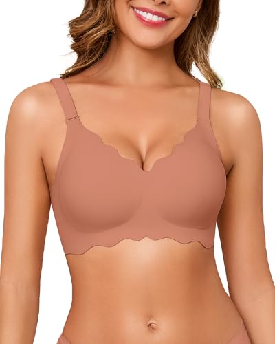 Seamless Jelly Bras for Women, No Underwire Push Up Bra - color: Red, size: Small