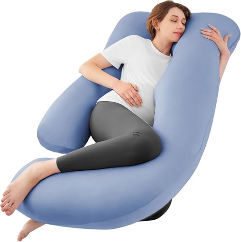 Sasttie Cooling Pregnancy Pillows for Sleeping, 65'' Full Body Pillow, Blue - color: Blue, size: 65 Inch