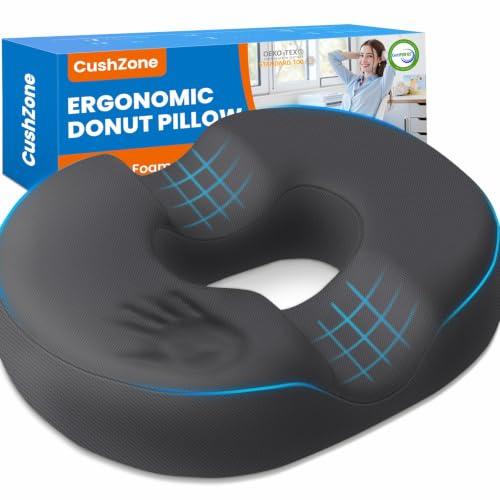Donut Pillow Seat Cushion, Office Chair Cushion, Gray, XX-Large - color: Grey, size: XX-Large