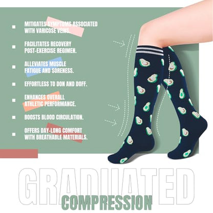 bropite 8 Pairs Compression Socks For Women & Men 20-30 mmHg - color: A-01mixed Lines, size: Small-Medium