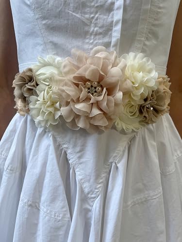Maternity Flower Belt for baby shower Mommy Sash Pregnancy Belt - color: Champagne
