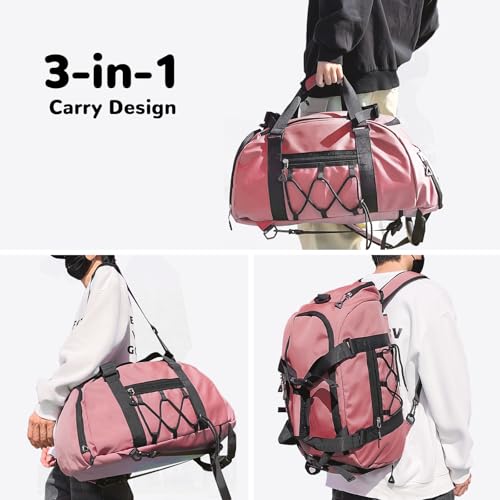 Womens Gym Bag, 30L Medium Size Sports Duffle Bag Backpack, Pink