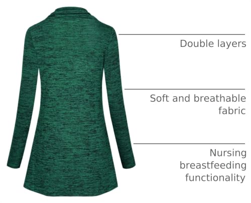 Joymom Maternity Warm Cowl Neck Nursing Sweatshirt Breastfeeding Tunic Tops - color: 43 Green, size: Small