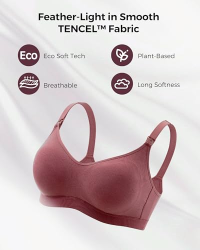 Momcozy Hands-Free Pumping Bra, Breathable Tencel™ Fabric Breast Pump Bra - color: Dusty Rose, size: Medium