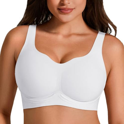 Jelly Bras for Women Plus Size No Underwire Push Up Full Coverage Minimizer Bra Seamless Wireless Bralette - color: White, size: Small