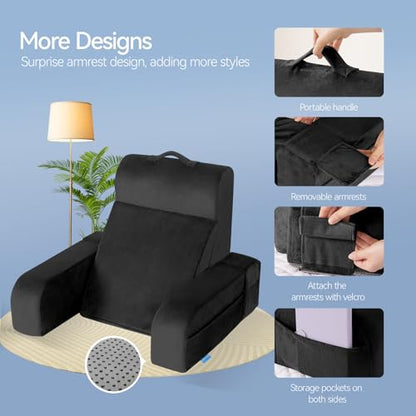 Kayfia Reading Pillow, Gel Memory Foam Back Rest Pillow, 19", Black - color: Black, size: Standard(19'')