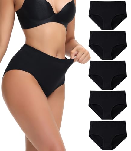 wirarpa Women's Cotton Underwear Full Coverage Cotton Briefs 5 Pack - color: Black-5p, size: 3X-Large
