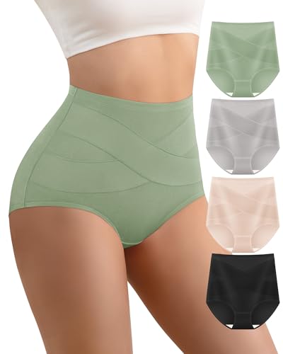 Women's Cotton Underwear High Waisted Post Partum Soft Panties 4 Pack - color: A-multicolor, size: X-Large