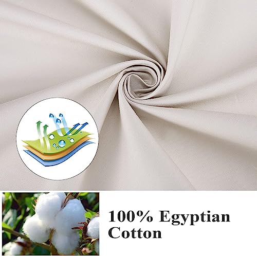 100% Egyptian Cotton Pillow Protectors Set of 2 Standard Size - color: Light Beige, size: Standard 2Pack