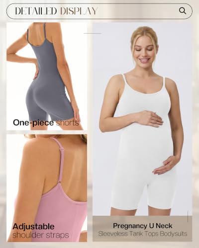 3 Pack Women's Maternity Jumpsuit Shorts - color: Gray, Pink, White, size: XX-Large