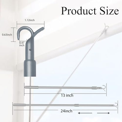 Draw Rod for Cordless Roller Shade Blinds 13"-24" Length Adjustable Drapery Pull Rod for Window Shades Zebra Easy-Grip Design Up and Down Easy to Pull - size: 13"-24", 2 sets