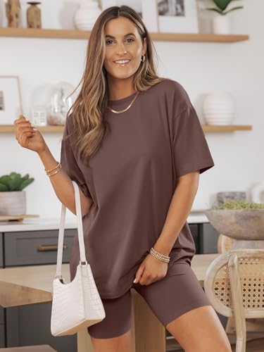 AUTOMET Women 2 Piece Sets Summer Outfits 2026 Two Piece Matching Clothing - color: Brown, size: X-Large