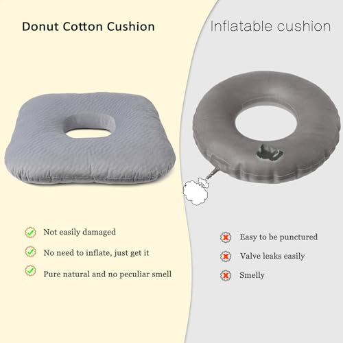 Hshbxd Donut Pillow, Tailbone Cushion for Wheelchair, Office and Travel - color: Gray-diagonal Grid
