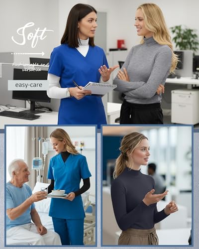 4 Pack Women's Underscrub Shirts - color: Black, Dark Gray, White, Light Gray, size: X-Large
