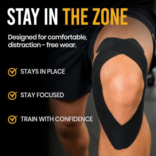 Bighorn Athletics Precut Kinesiology Tape with Tin, 40 Strips 2"×10", Black - color: Black