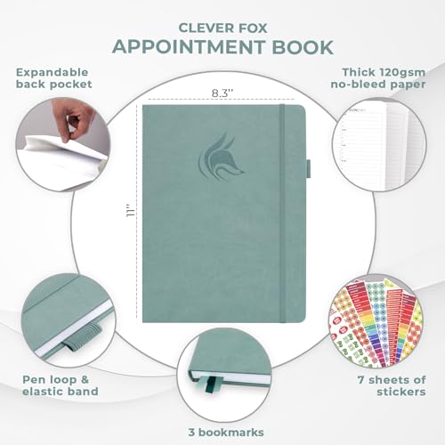 Clever Fox Appointment Book, 15-Minute Daily Planner, Undated Blue Surf - color: Blue Surf