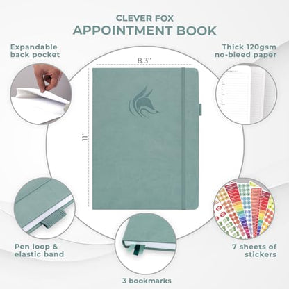 Clever Fox Appointment Book, 15-Minute Daily Planner, Undated Blue Surf - color: Blue Surf