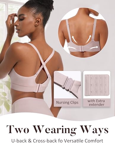 AIRCUTE Nursing Bras for Breastfeeding Seamless Postpartum Bra Soft Pregnancy Bra Wireless Maternity Bralette - color: Dusk, size: Large