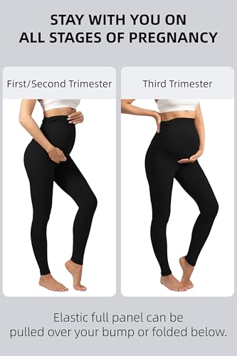 YUDSUD Maternity Leggings with Pockets Over The Belly - color: Black, size: Small
