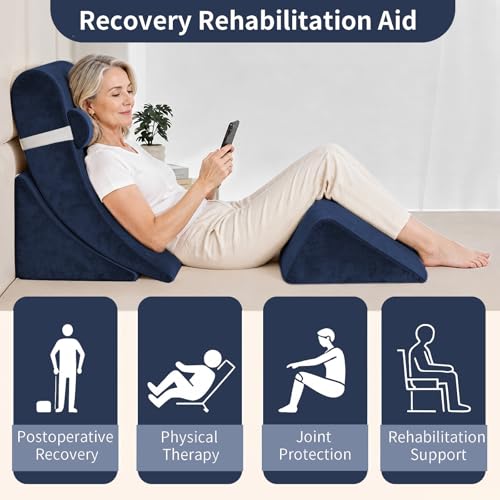 Wedge Pillow Set for After Surgery,Navy,4PCS-22 - color: Navy, size: 4PCS-22''