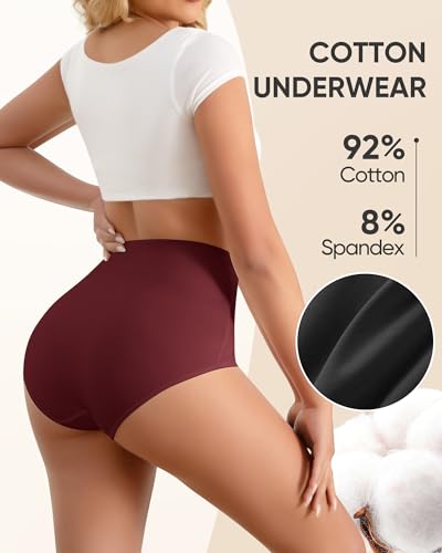 Women's Cotton Underwear High Waisted Post Partum Soft Panties 4 Pack - color: C-multicolor, size: Medium