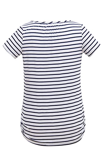 Smallshow Women's Nursing Tops Ruched Short Sleeve Breastfeeding Shirts 3-Pack - color: Black-deep Grey-white Stripe, size: Small