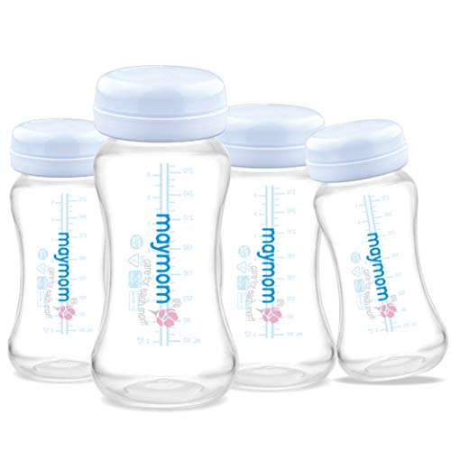Maymom Wide-Mouth Milk Storage Collection Bottle with Travel Cap and Sealing Ring ; Replacement to Spectra S1 S2 Avent Natural Avent Classic Bottles, Motif Luna, Twist Bottles, Ameda MYA Bottle; 4pc - size: 2 Count (Pack of 2)