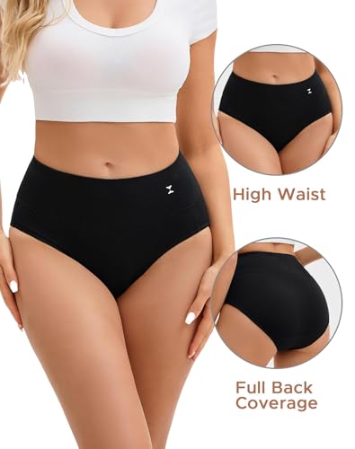INNERSY Women's Underwear Cotton Hi-Waist Briefs 5-Pack - color: Black With Icon, size: Small